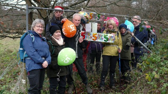 SABRE members mark the firth anniversary of the path closure at Elstead.